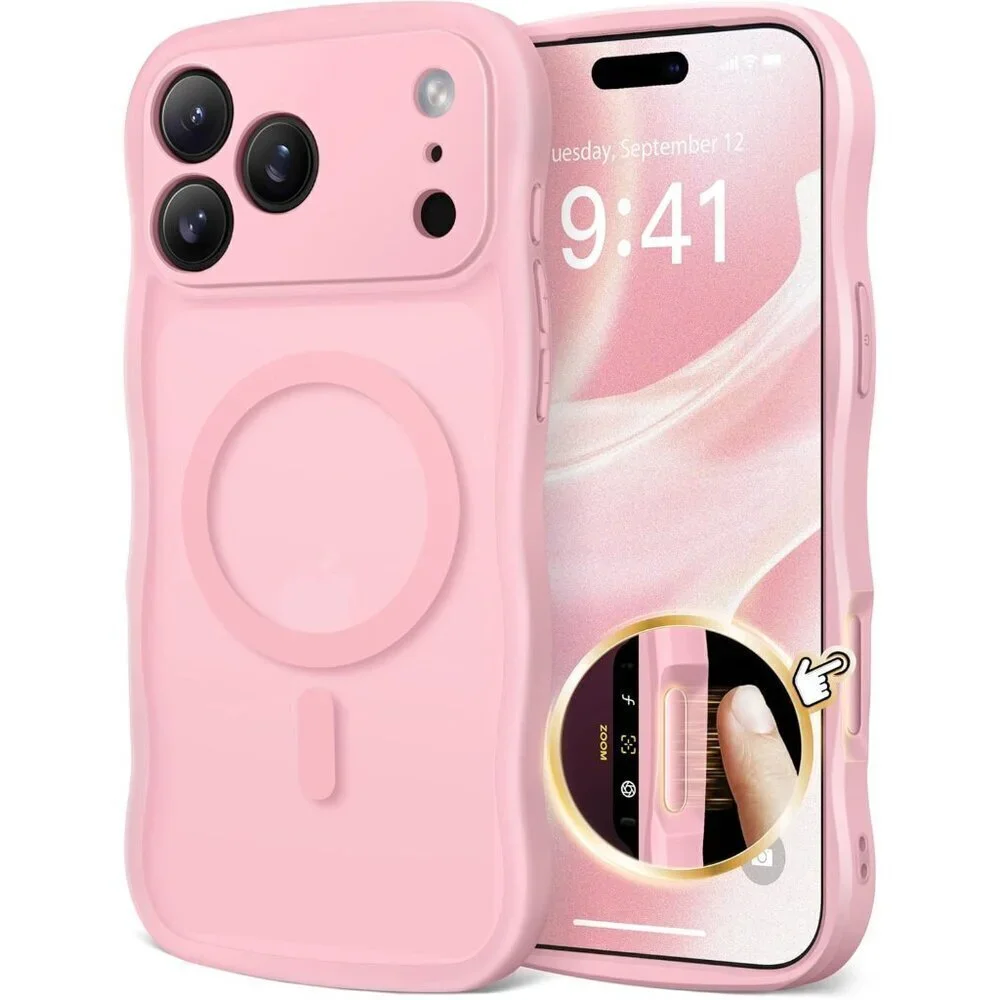 Women Peach Pink Iphone 17 Pro Max Case Full Camera Protection Mag Safe